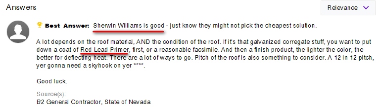An example of a answer in Yahoo Answers 